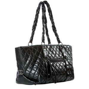 CHANEL Authentic XL Tote Quilted Black Leather Flap Bag Vintage Grand Shopper